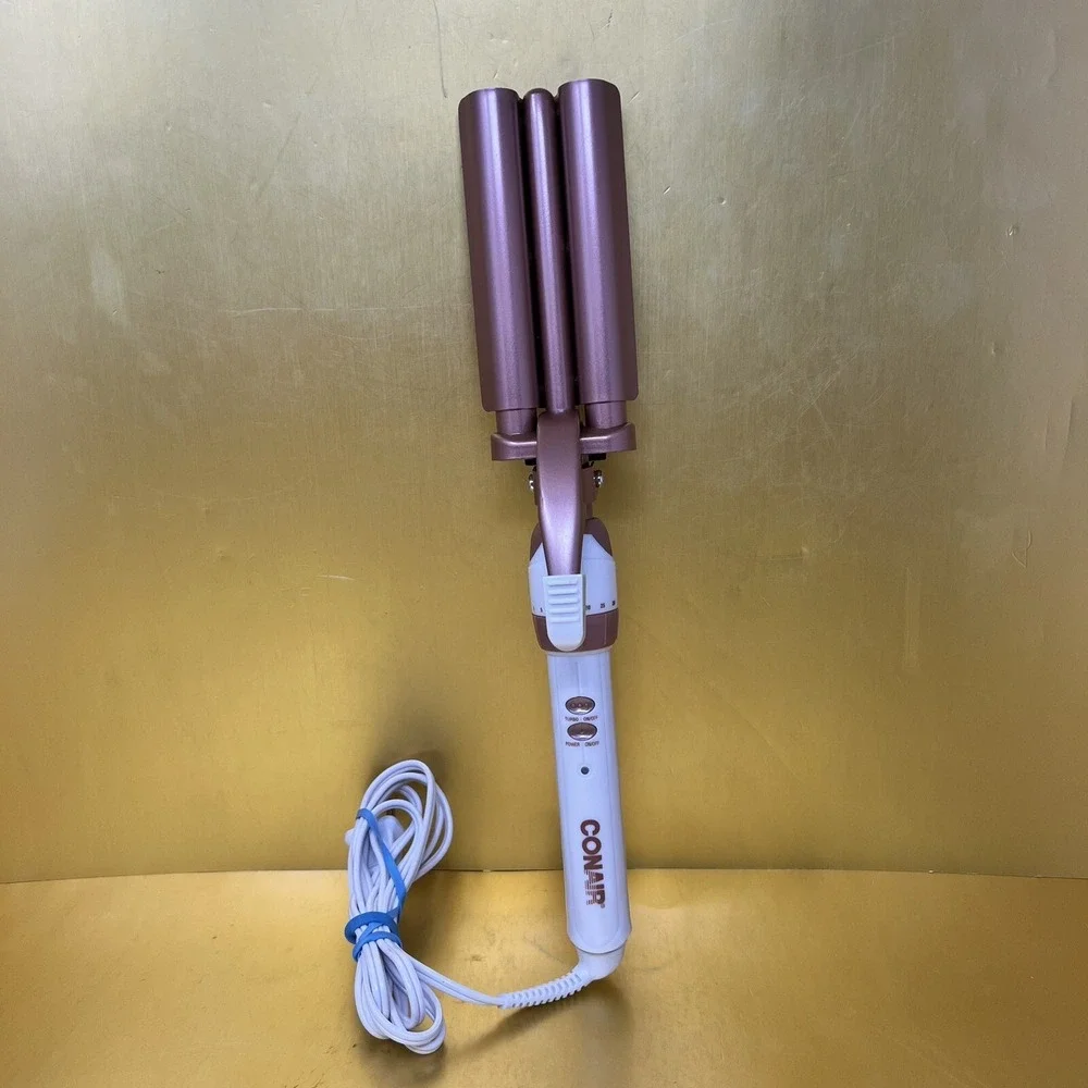 Conair Double Ceramic Triple Barrel Curl Styling Waver Rose Gold Hair Tool